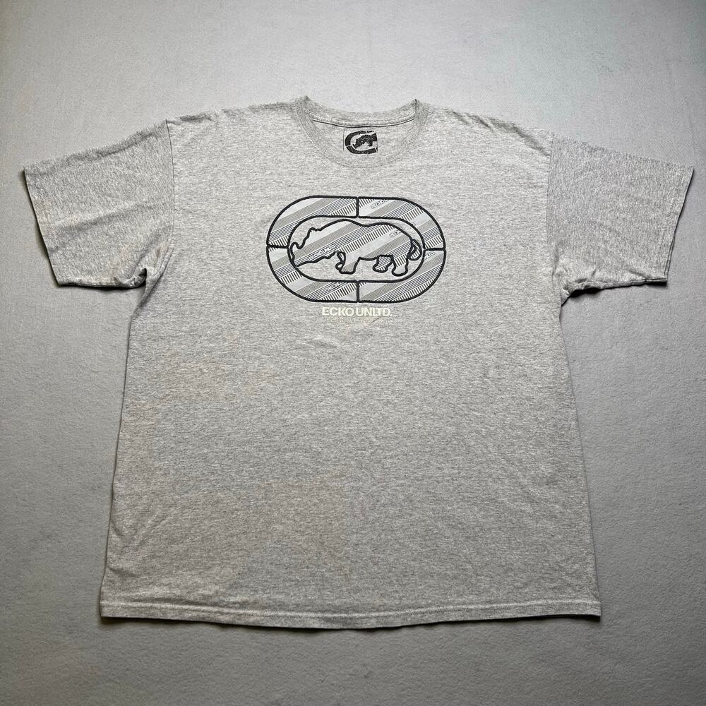 Ecko Unltd Rhino Logo Graphic‎ T Shirt Men’s 2XL Gray Y2K Streetwear Y2K Vintage